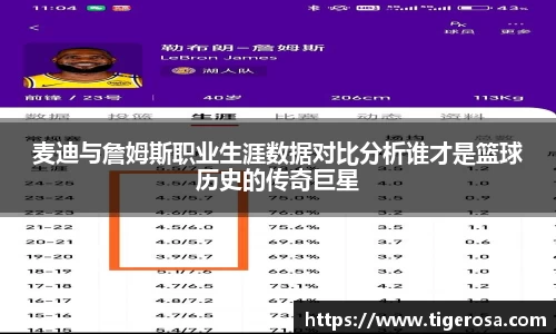 麦迪与詹姆斯职业生涯数据对比分析谁才是篮球历史的传奇巨星